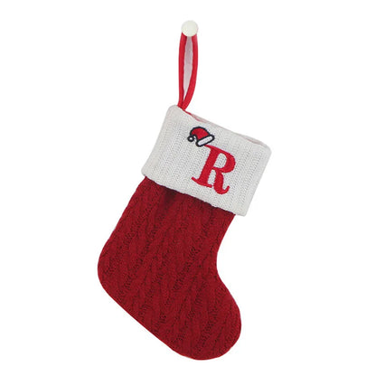Christmas Socks Knitting Snowflake Letter Stocking Christmas Decoration