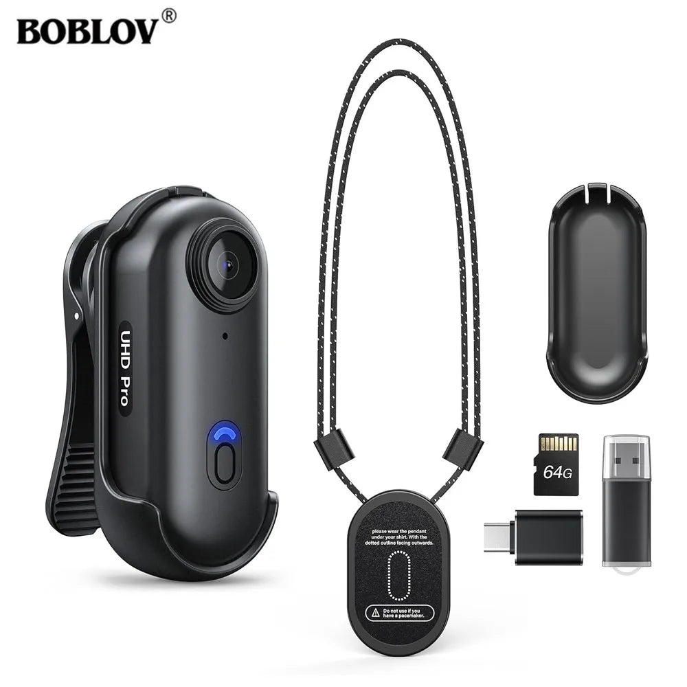 Mini Body Camera Wearable Camera 360°Rotatable Clip & Magnetic Clip