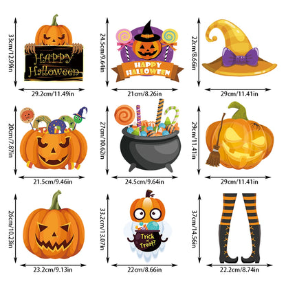 Halloween Paper Hanging Sign Spooky Pumpkin Witch Ghost Front Door Hanger