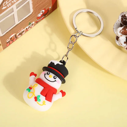 Christmas Cute Cartoon Pendant PVC Keychain Santa Claus Candy Reindeer Hat Tree