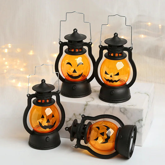 Halloween LED Hanging Pumpkin Lantern Light Ghost Lamp Candle Light Horror Props
