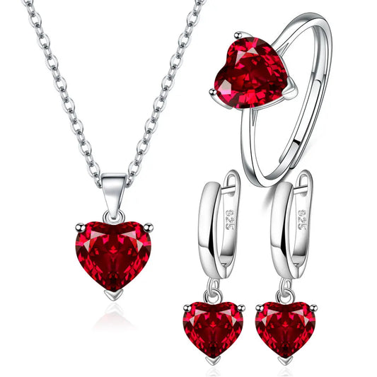 925 Sterling Silver Heart Zircon Jewelry Set for Women Elegant Gift