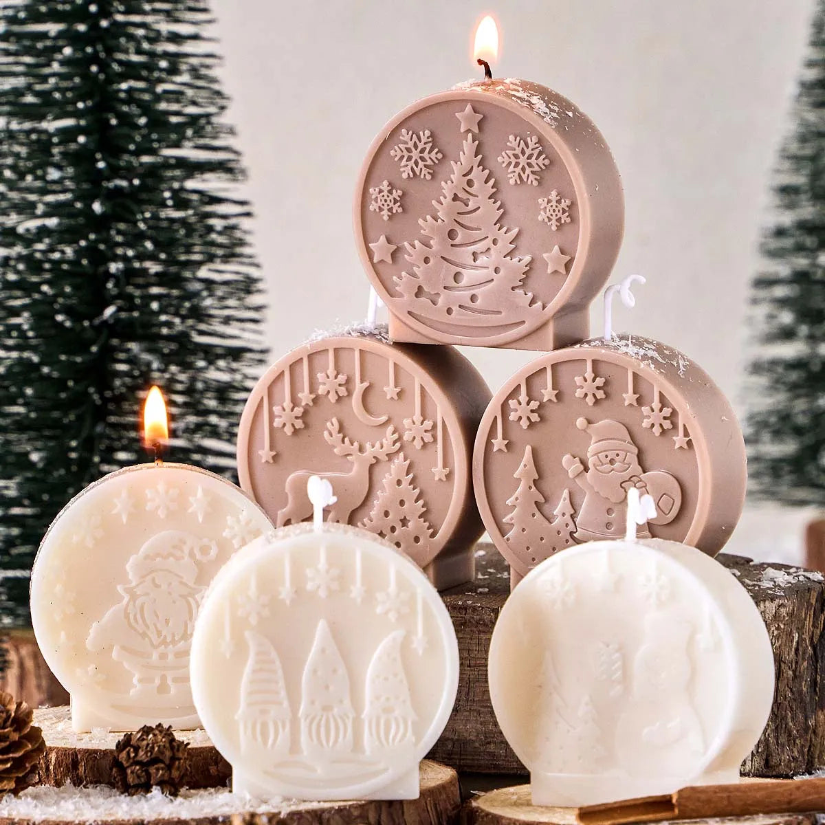 Christmas Ornaments Silicone Candle Mold DIY Handmade Relief Christmas Ball Plaster Resin
