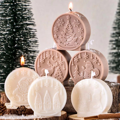 Christmas Ornaments Silicone Candle Mold DIY Handmade Relief Christmas Ball Plaster Resin