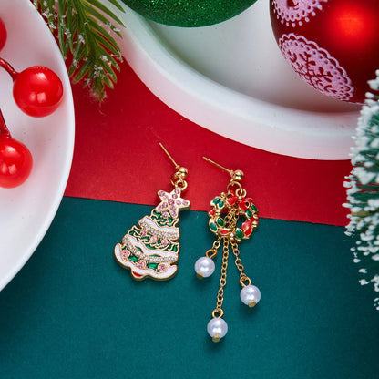 Merry Christmas Velvet Elk Bowknot Dangle Earrings For Women Red Hair Ball