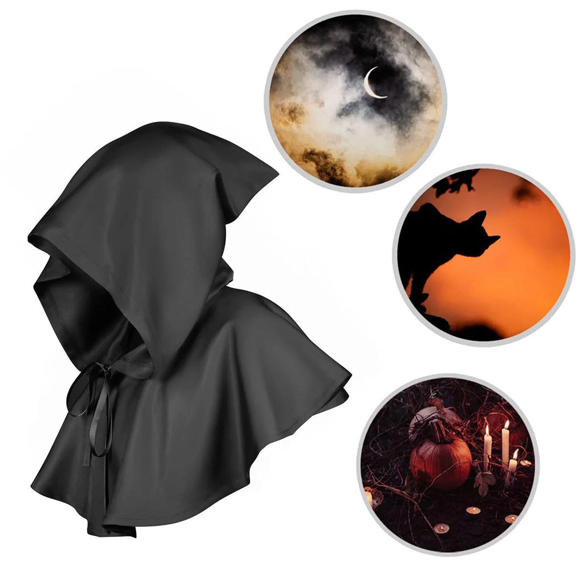 Halloween  Adult Solid Costume Death Cloak Medieval Hooded Costume