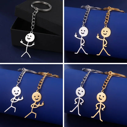 Cute Trendy Keyring for School Bag, Car Keys, Couple Gift
