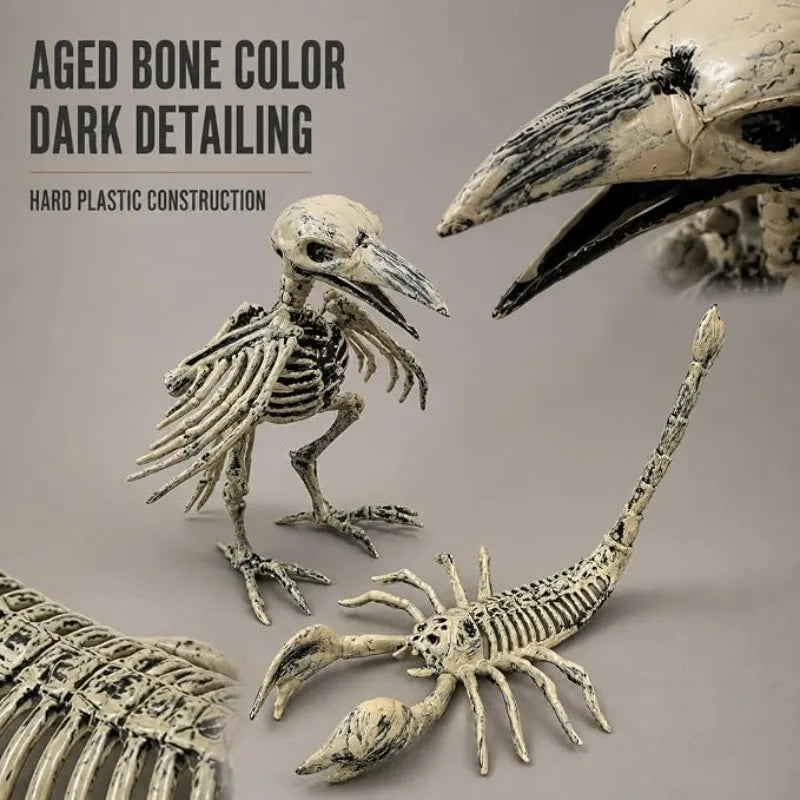 Halloween Animal Skeletons Plastic Skeleton Crow Mat Decorations