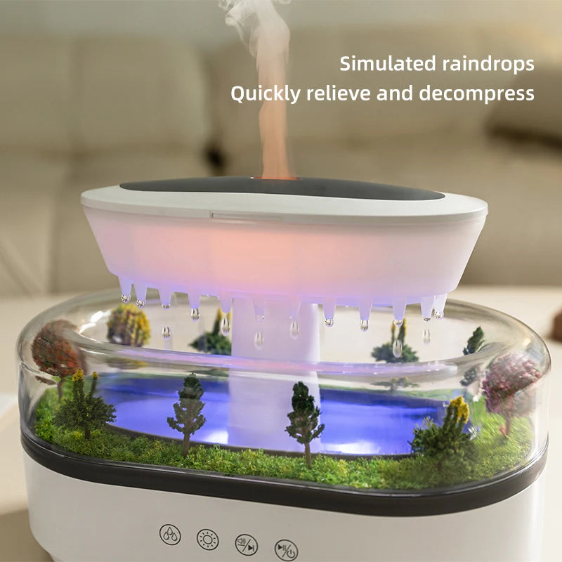 Aroma Humidifier Raindrop Air Humidifier Colorful Light White Noise Essemtial Oil Diffuser