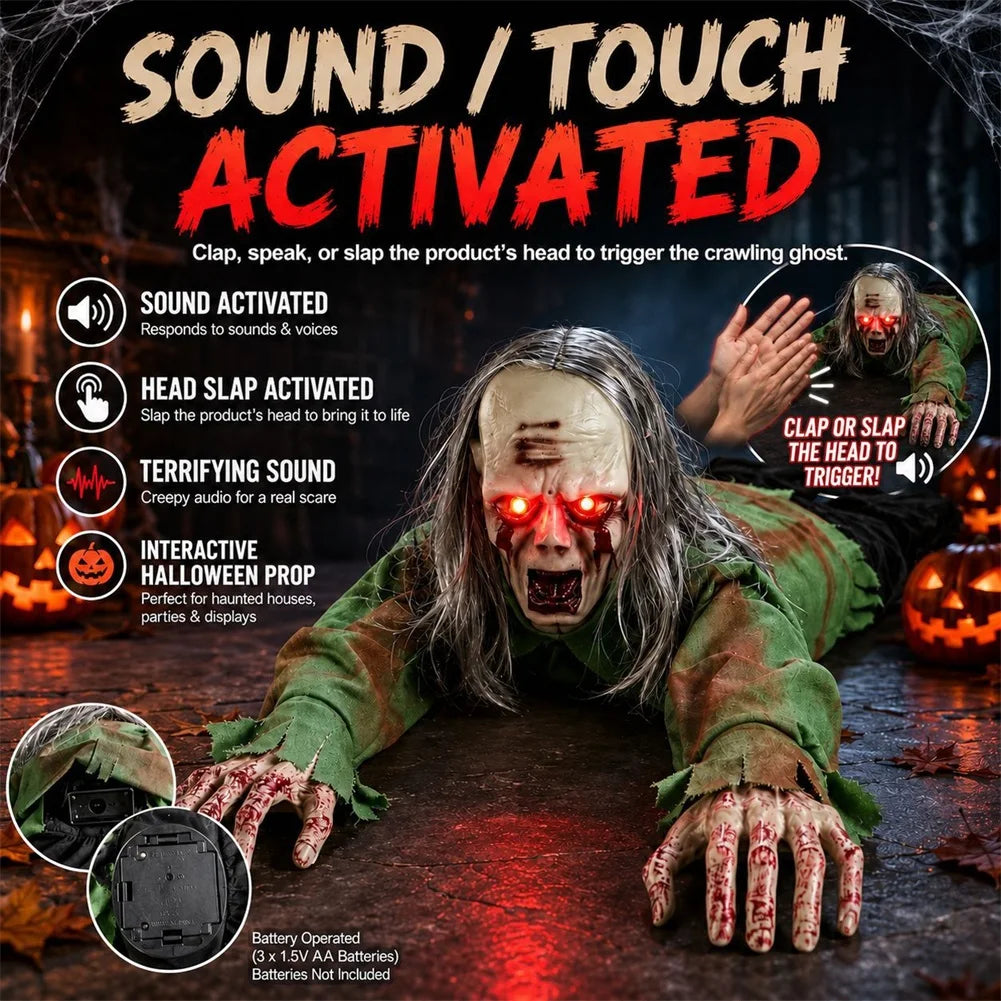 Halloween Crawling Zombie Scary Haunted House Decor Prop Motion Sensor