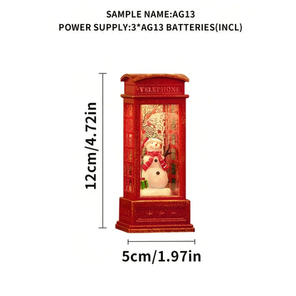 Christmas Phone Booth Decoration with Santa Claus, Snowman & Tree