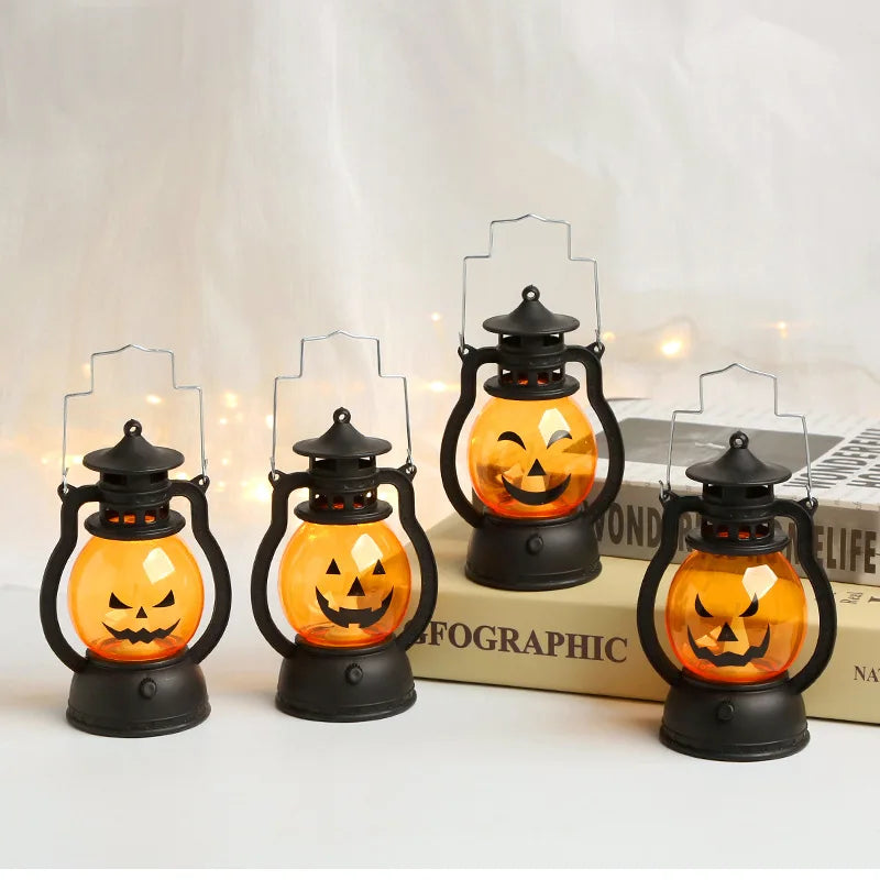 Halloween LED Hanging Pumpkin Lantern Light Ghost Lamp Candle Light Horror Props
