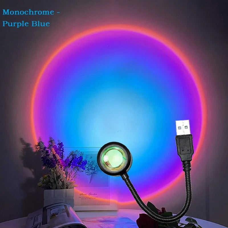 USB Sunset LED Rainbow Neon Night Light Projector