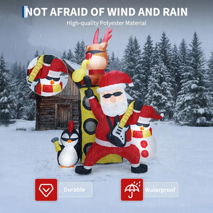 7 FT Christmas Inflatable Santa Band With Reindeer Penguin & Snowman