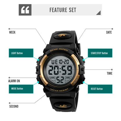 SKMEI 1266  Boys Girls Watch Alarm Clock 5Bar Waterproof Kids Wristwatches