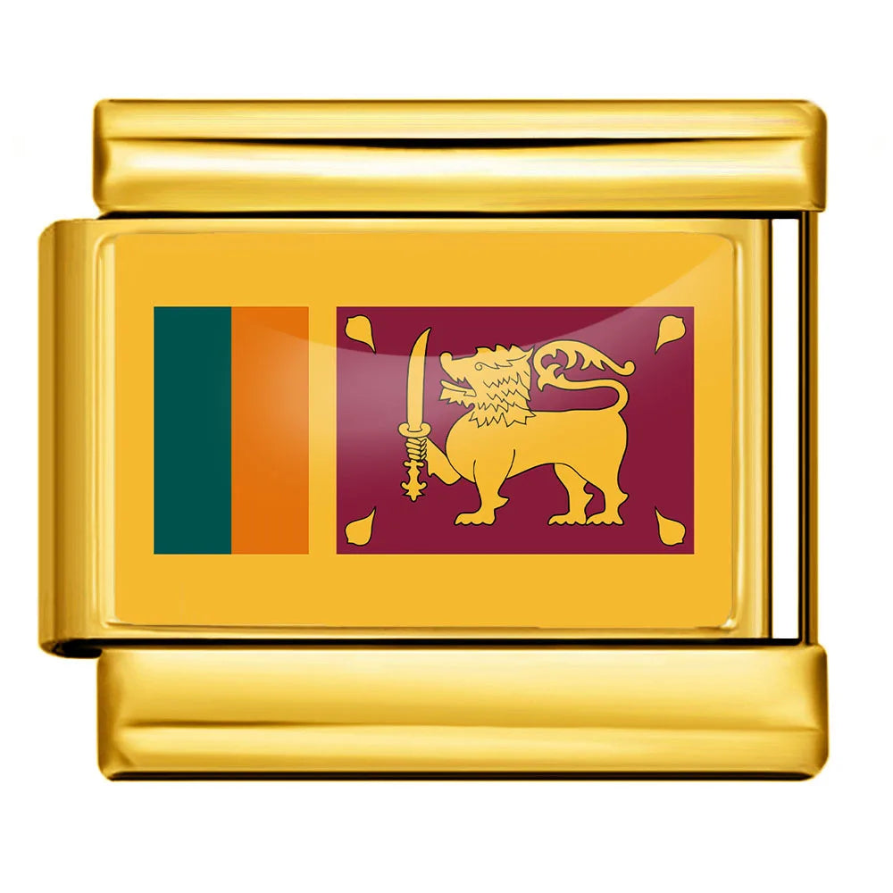 9mm Gold Color World National Flag DIY Jewelry