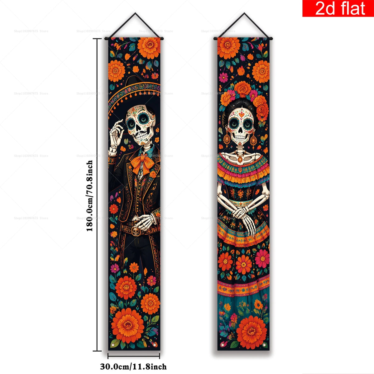 Halloween Decorations Dia De Los Muertos Porch Sign Banners