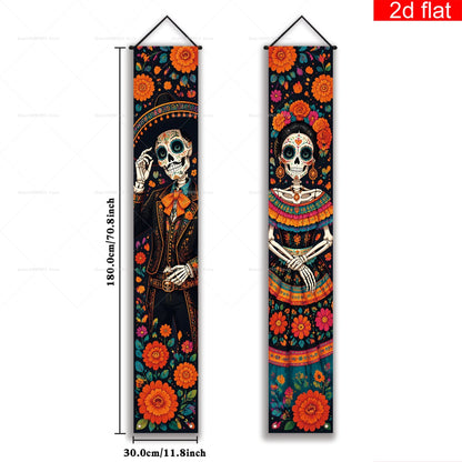 Halloween Decorations Dia De Los Muertos Porch Sign Banners
