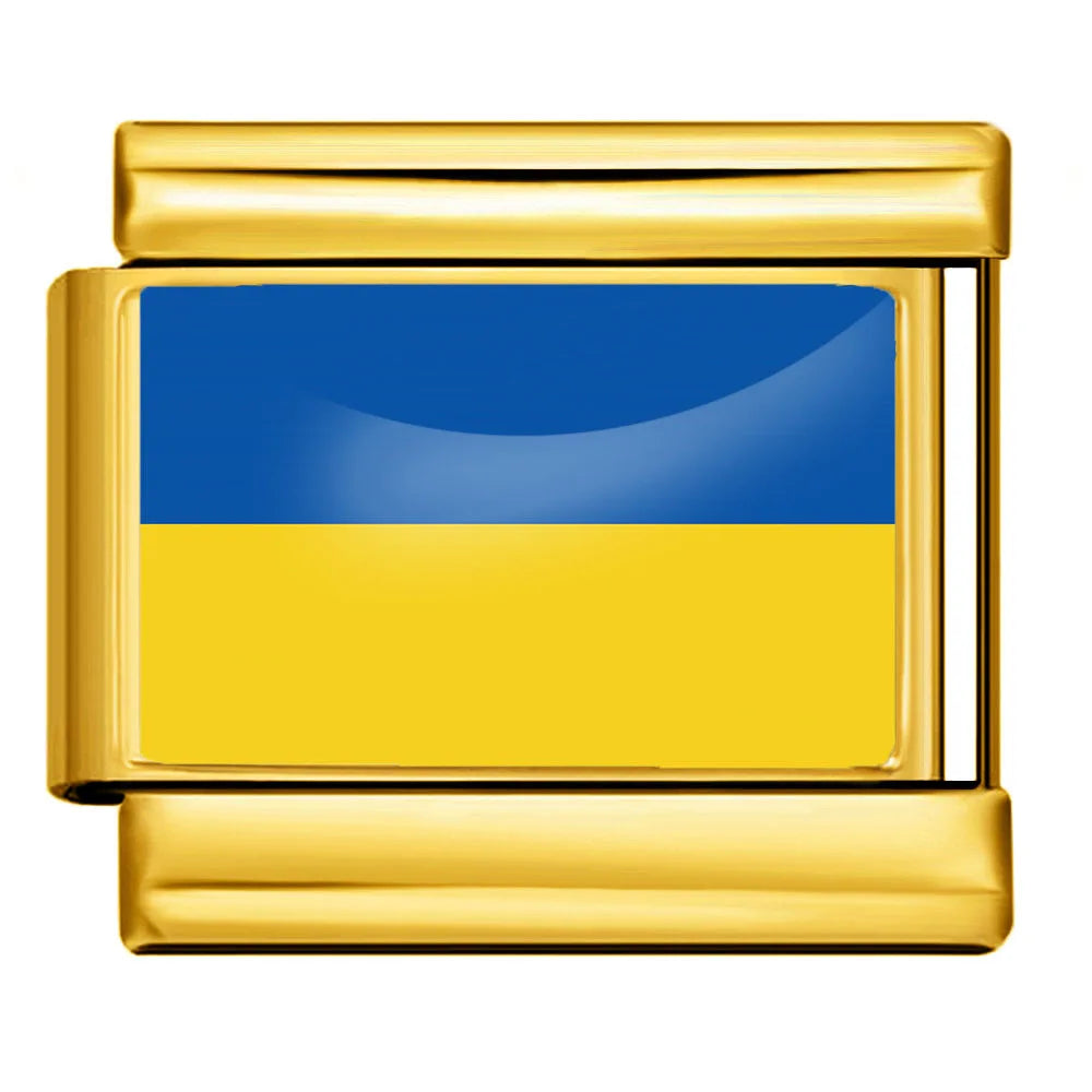 9mm Gold Color World National Flag DIY Jewelry