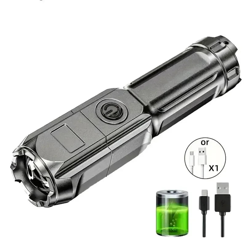 Rechargeable USB Waterproof Zoom Fishing Hunting Camping Torch