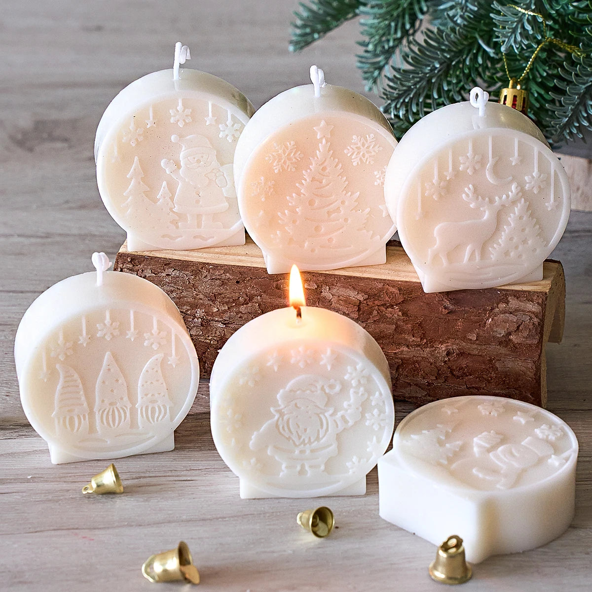 Christmas Ornaments Silicone Candle Mold DIY Handmade Relief Christmas Ball Plaster Resin