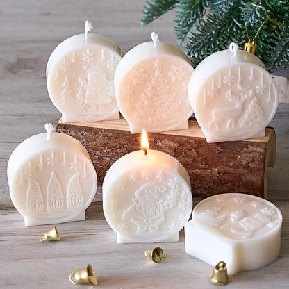 Christmas Ornaments Silicone Candle Mold DIY Handmade Relief Christmas Ball Plaster Resin