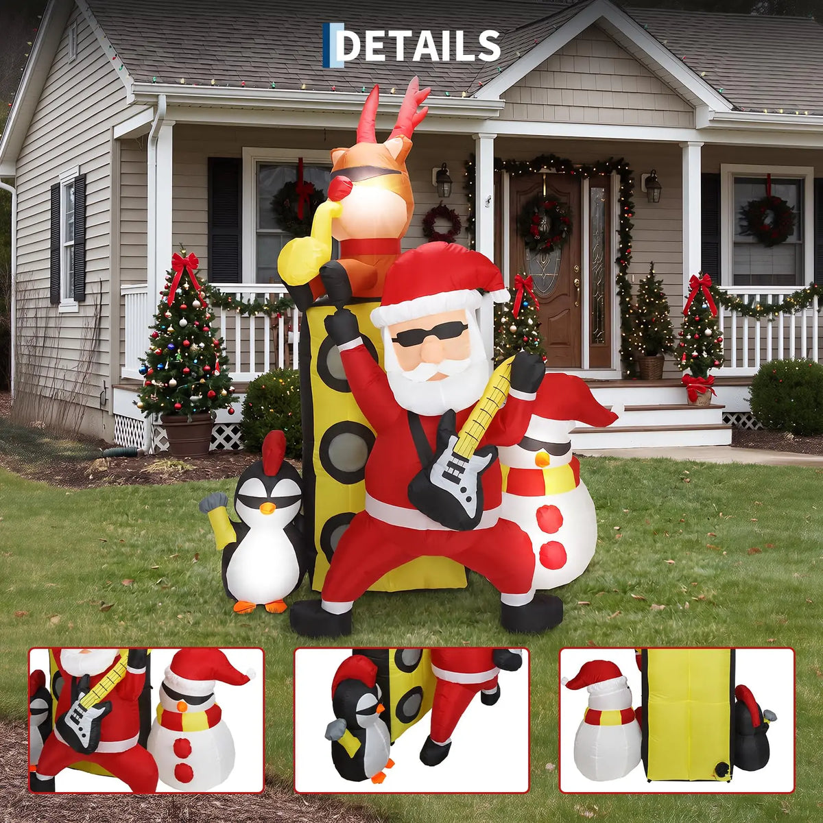 7 FT Christmas Inflatable Santa Band With Reindeer Penguin & Snowman
