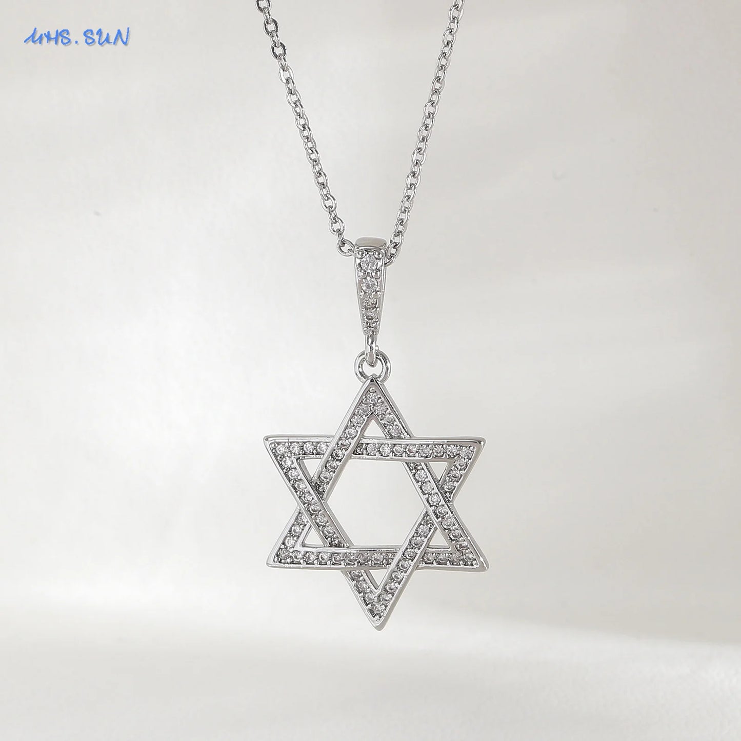Hollow Hexagonal Pendant Chain Judaica Jewish Jewelry for Men & Women