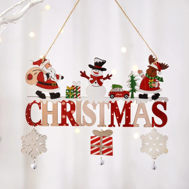 Gnome Santa Claus Wooden Hanging Ornament 2024 Merry Christmas Decoration