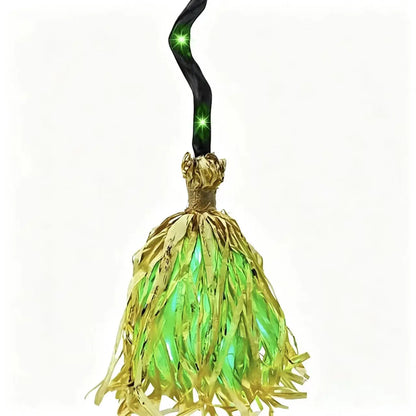 Halloween Floating Witch Broom with Witch Hat Haunted Dancing Moving Prop with Ghost