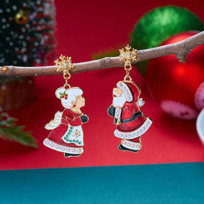 Merry Christmas Velvet Elk Bowknot Dangle Earrings For Women Red Hair Ball