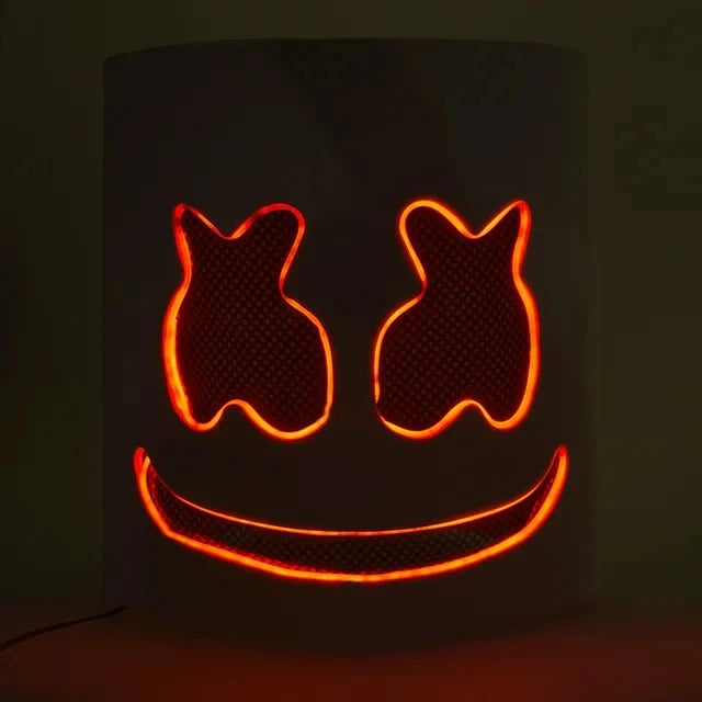 Halloween Light Up Mask Full Face LED Neon Marshmallow Mask