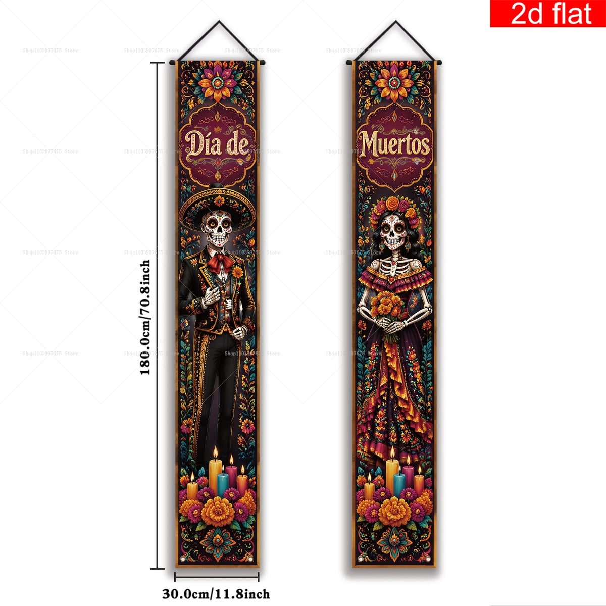 Halloween Decorations Dia De Los Muertos Porch Sign Banners