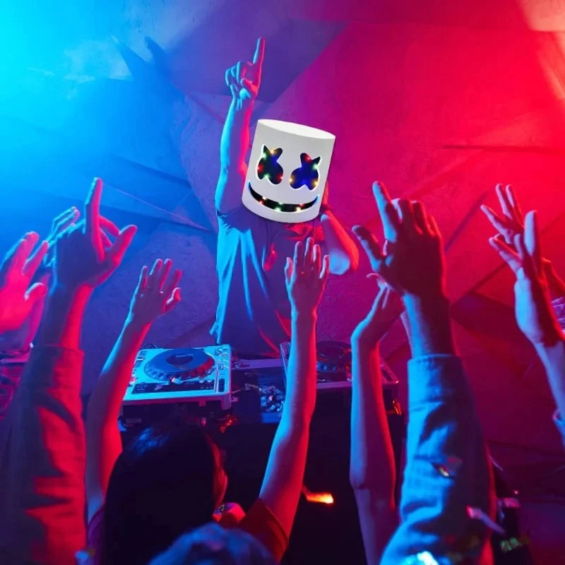 Halloween Light Up Mask Full Face LED Neon Marshmallow Mask