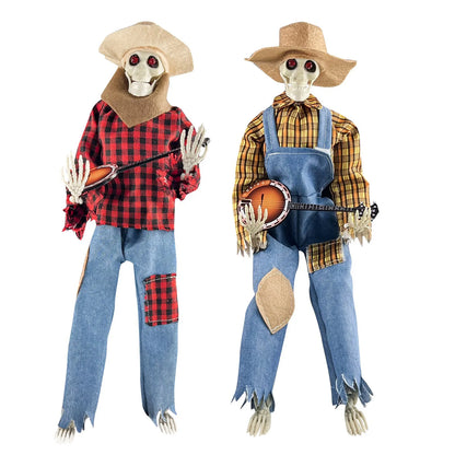 Halloween Fun Skull Playing Guitar Luminous Ornament Room Decor