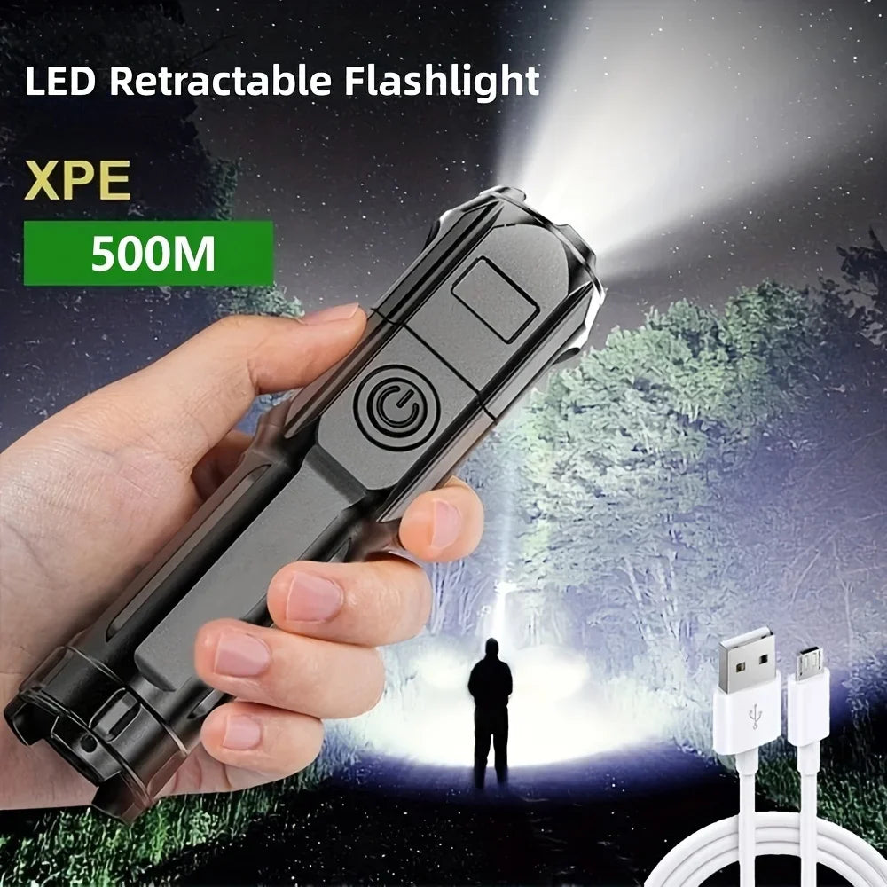 Rechargeable USB Waterproof Zoom Fishing Hunting Camping Torch