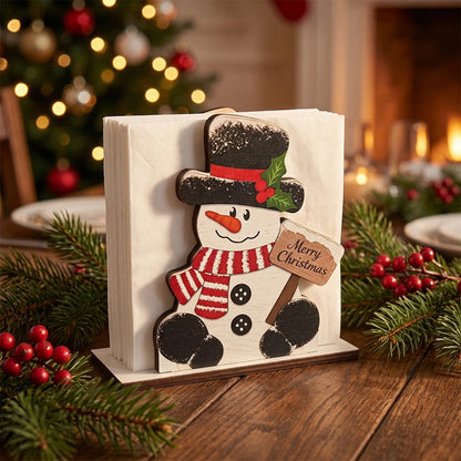 Santa Claus Wooden Napkin Holder Christmas Table Decor Desktop Tissue Storage Rack