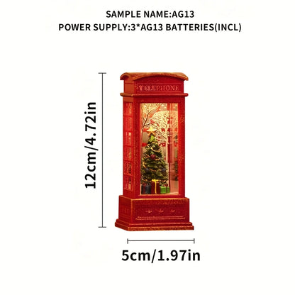 Christmas Phone Booth Decoration with Santa Claus, Snowman & Tree