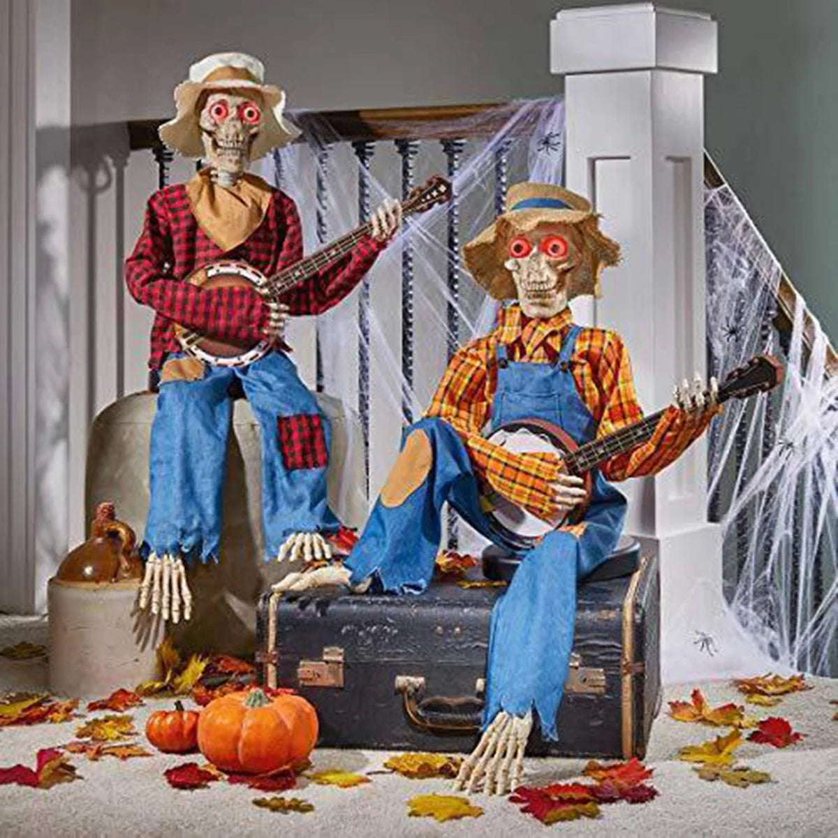Halloween Fun Skull Playing Guitar Luminous Ornament Room Decor