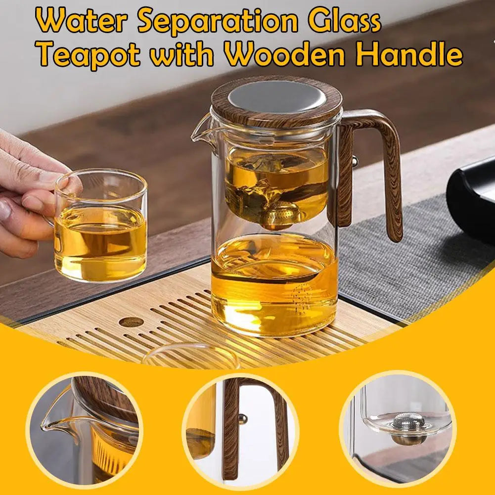 One-Click Magnetic Switch Tea Separation Filtration Glass Tea Pot
