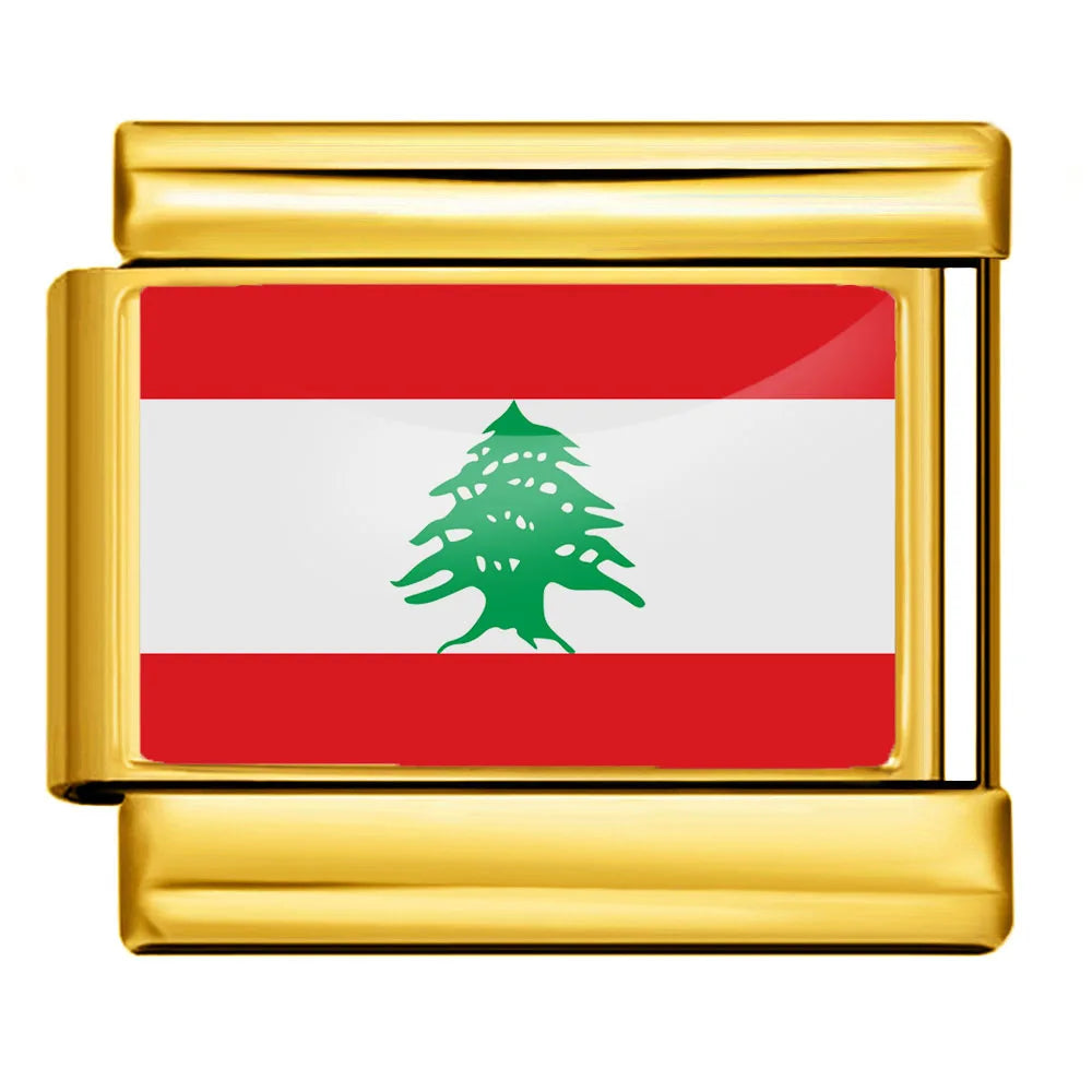 9mm Gold Color World National Flag DIY Jewelry