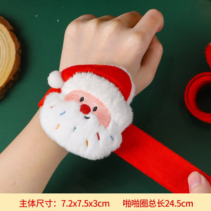 Christmas Decorations Plush Santa Claus Papa Ring Cartoon Cute Bracelet Toys
