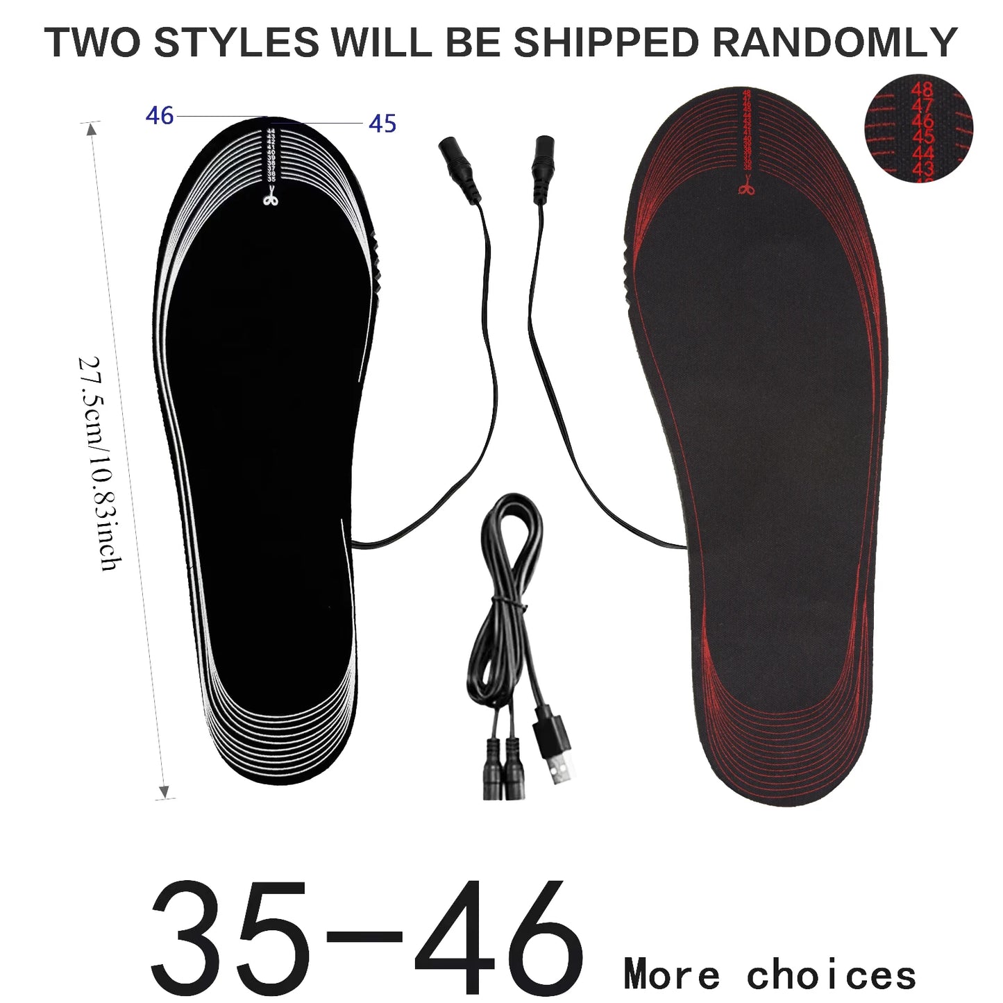 Electric USB  Foot Warming Pad Heated Shoe  Insoles