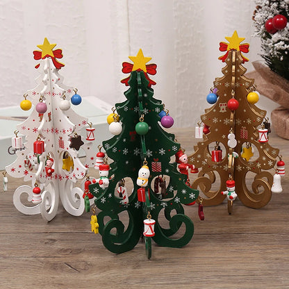 Creative DIY Wooden Christmas Tree Window Shop Mall Desktop Display Props Ornaments
