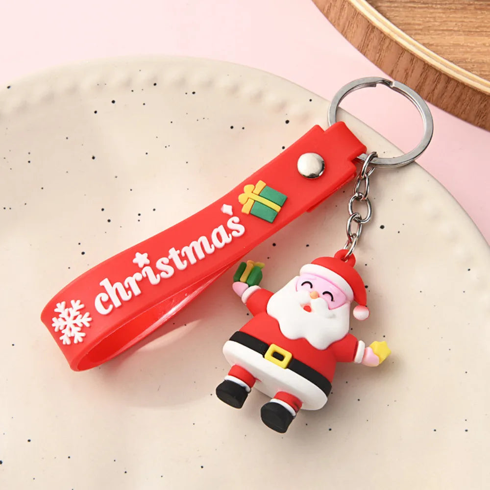Christmas Tree Keychain Cartoon Silicone Snowman Keyring