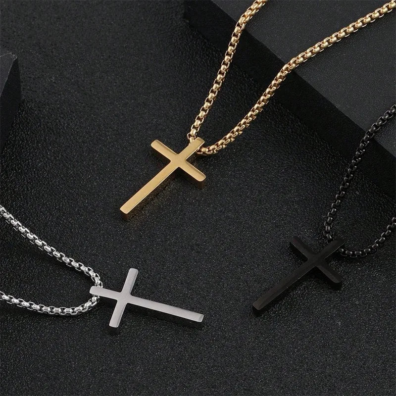 Silver Plain Cross Pendant Collar Hiphop Punk Jewelry Gift