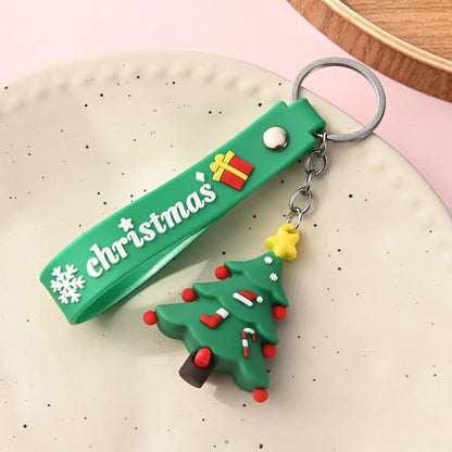 Christmas Tree Keychain Cartoon Silicone Snowman Keyring