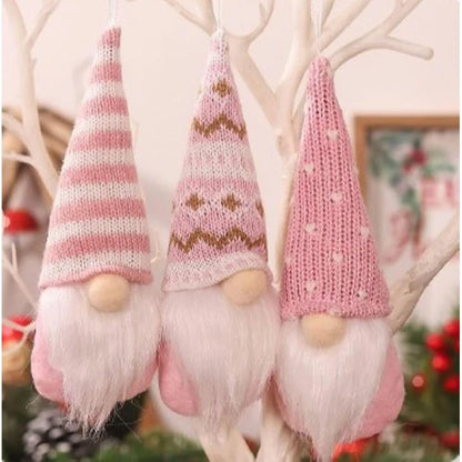 3pcs Christmas Hanging Decorations, Swedish Handmade Plush Santa Elves