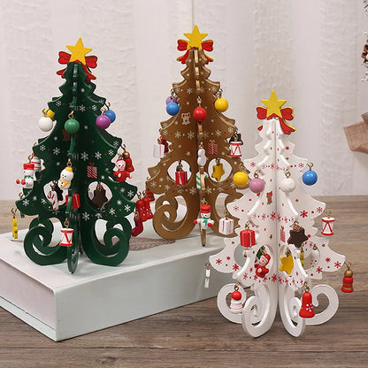 Creative DIY Wooden Christmas Tree Window Shop Mall Desktop Display Props Ornaments