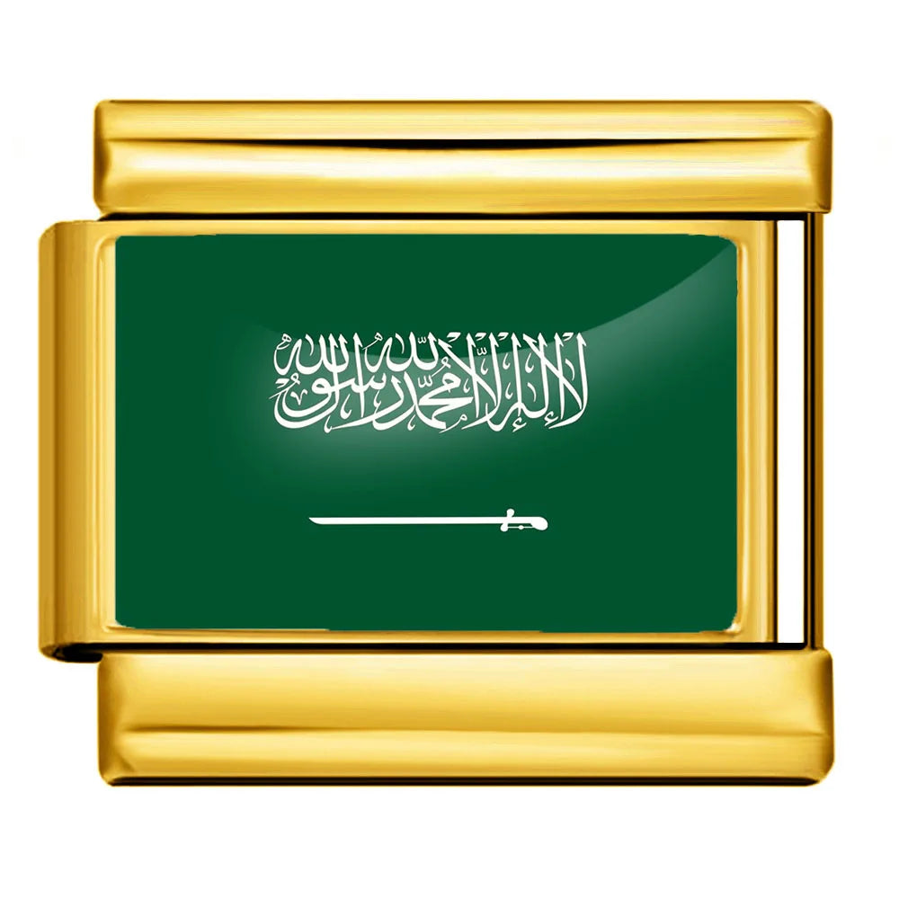 9mm Gold Color World National Flag DIY Jewelry